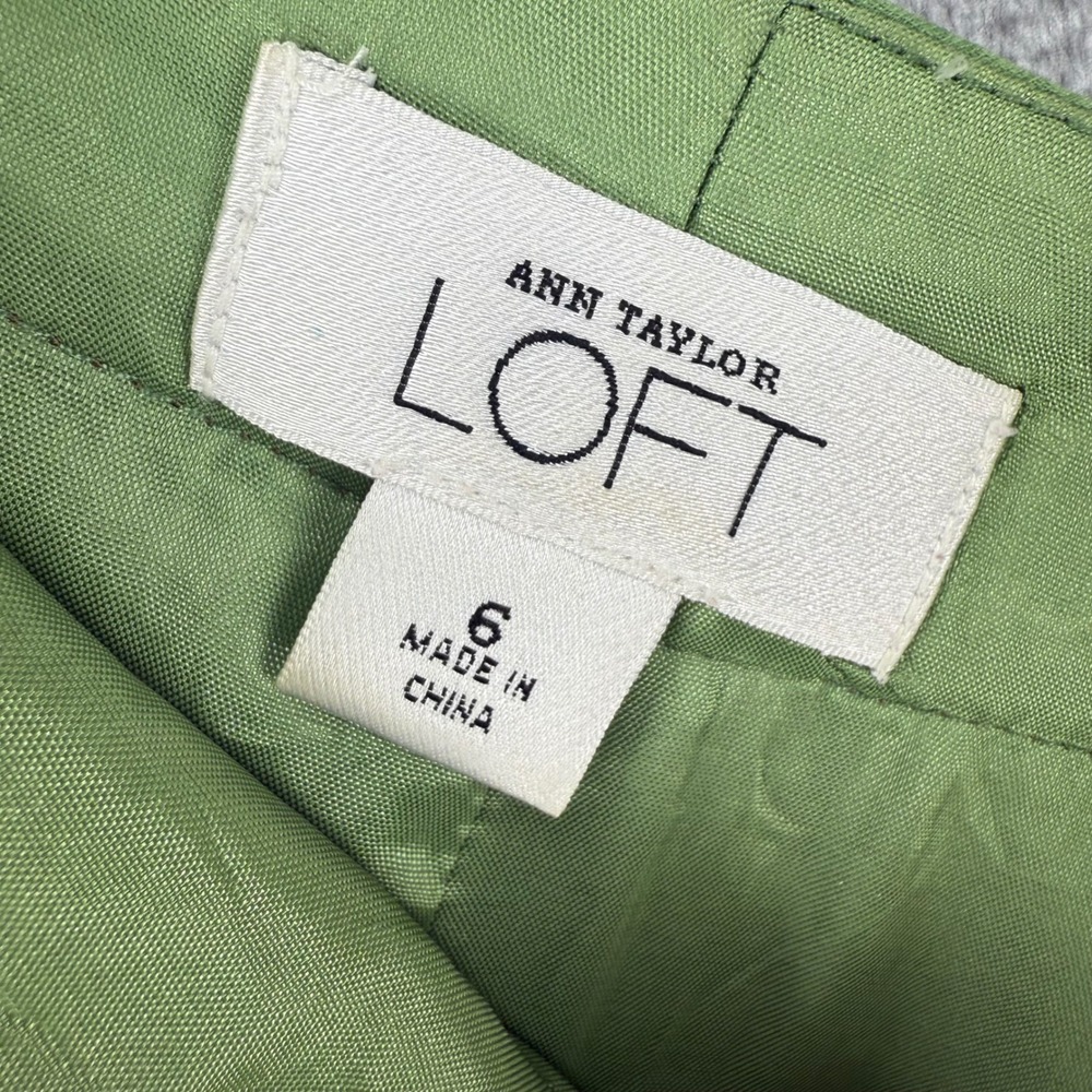 Ann Taylor Loft Brown Herringbone Wool Blend Skirt Green Trim Size 6 Irish - Picture 4 of 16